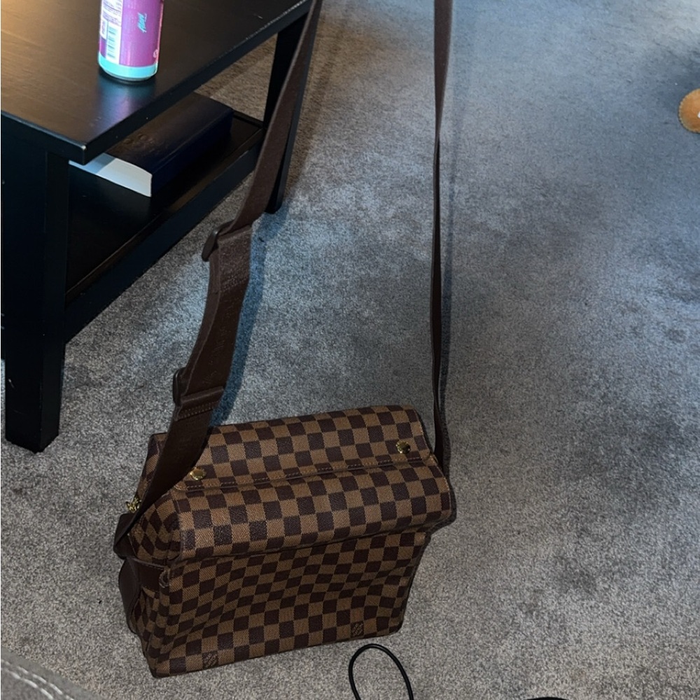 Brown Checkered Men's Bag